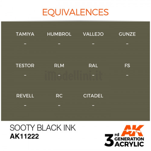 Vernice Acrilica AK 3rd Gen Sooty Black Ink