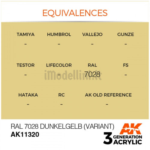 Vernice Acrilica AK 3rd Gen Serie AFV RAL 7028 Dunkelgelb (Variant)