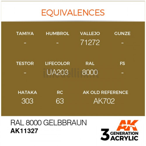 Vernice Acrilica AK 3rd Gen Serie AFV RAL 8000 Gelbbraun