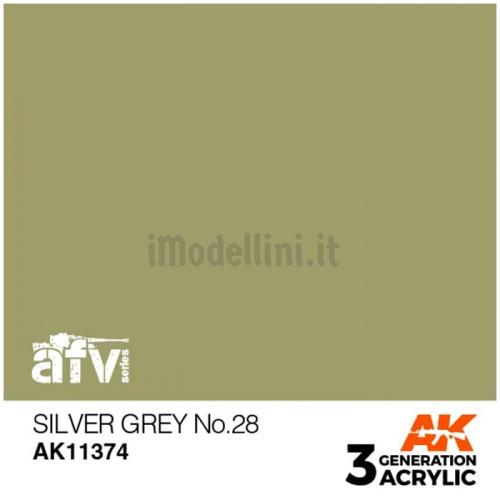 Vernice Acrilica AK 3rd Gen Serie AFV Silver Grey No.28