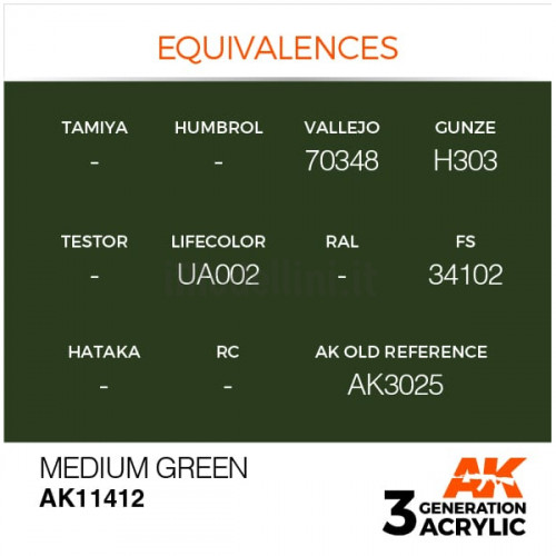 Vernice Acrilica AK 3rd Gen Serie Figures Medium Green