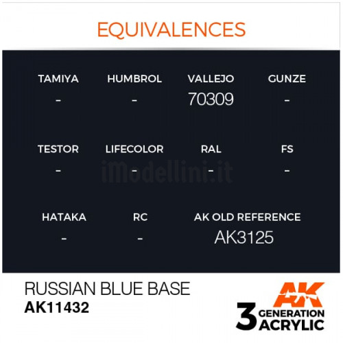 Vernice Acrilica AK 3rd Gen Serie Figures Russian Blue Base