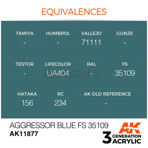 Vernice Acrilica AK Serie Air 3rd Gen Aggressor Blue FS 35109